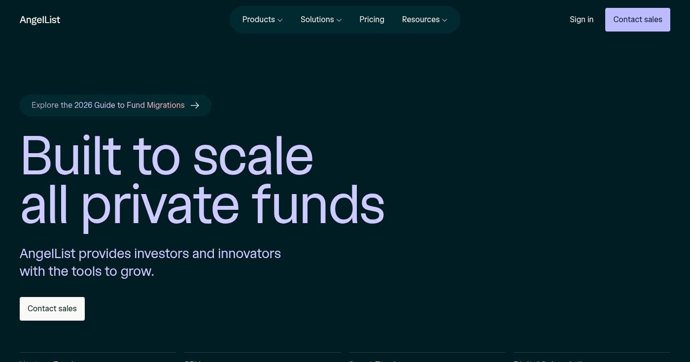Screenshot of AngelList homepage
