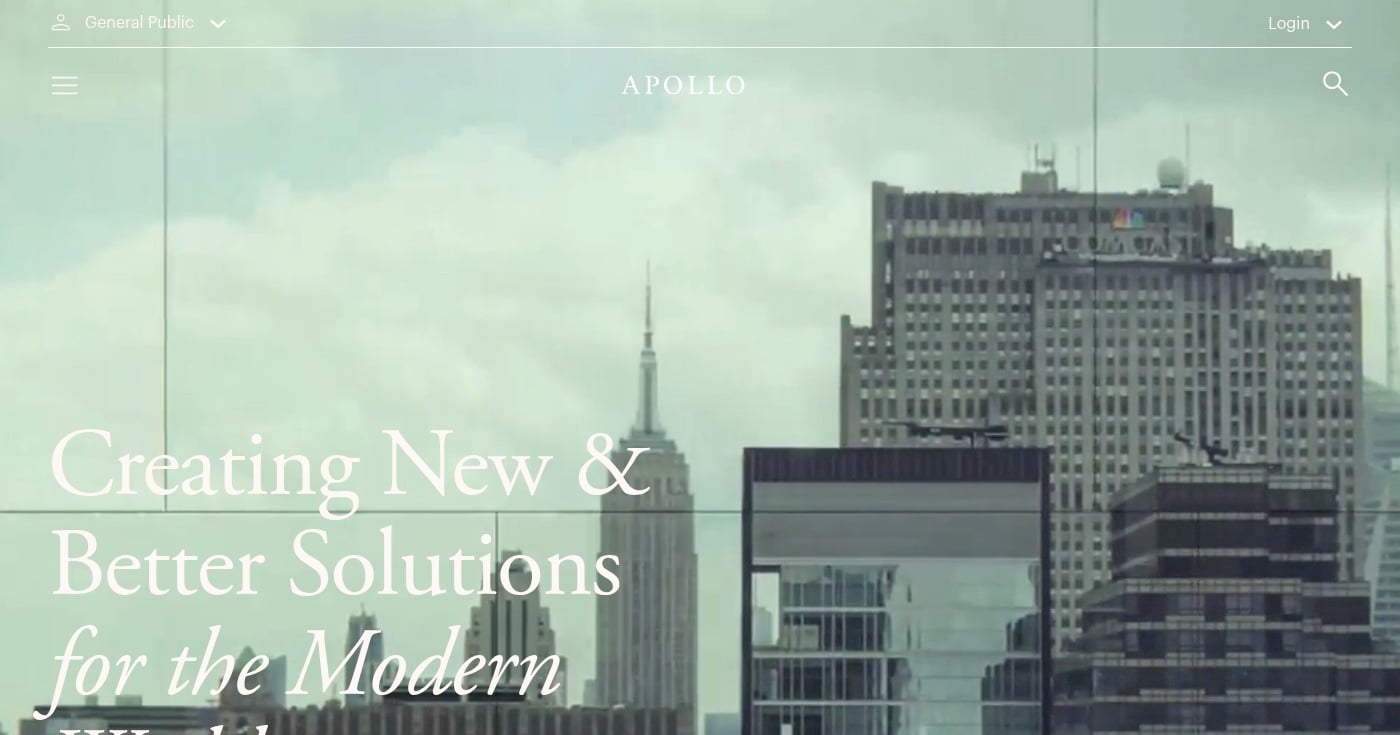 Apollo Global Management homepage product screenshot