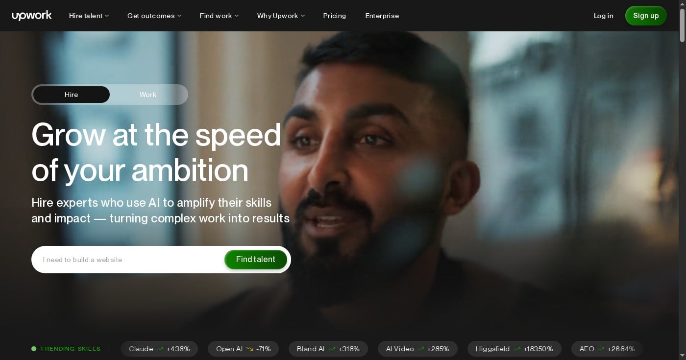 Upwork freelancing platform homepage