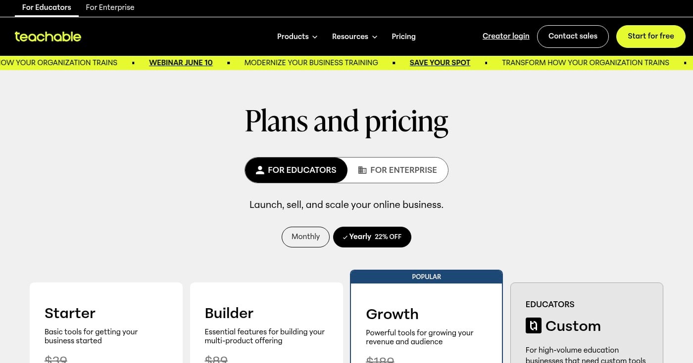 Teachable online course builder platform