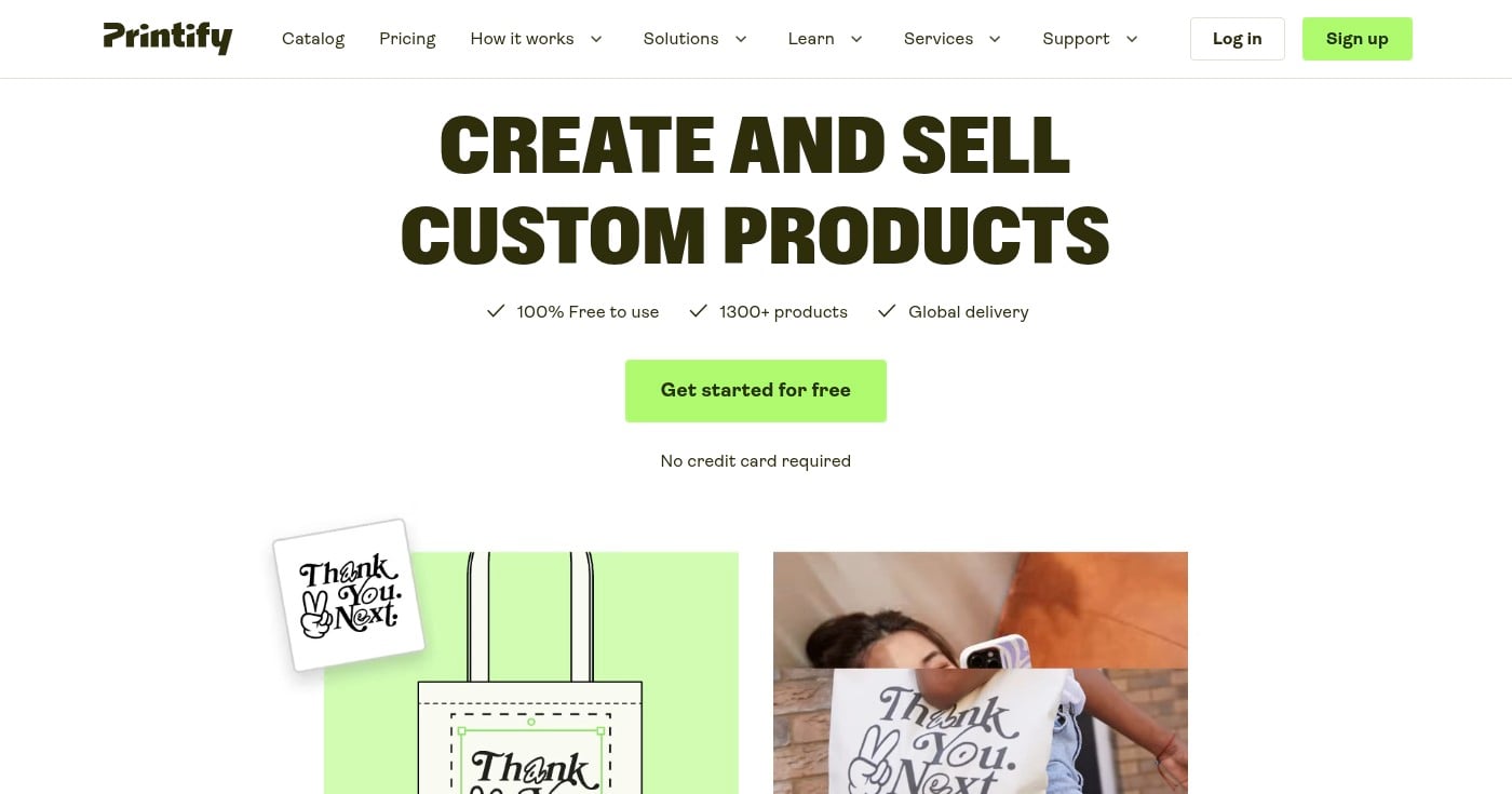 Printify print-on-demand platform homepage