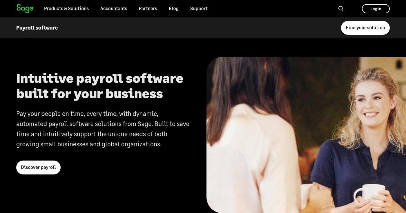 Screenshot of Sage homepage