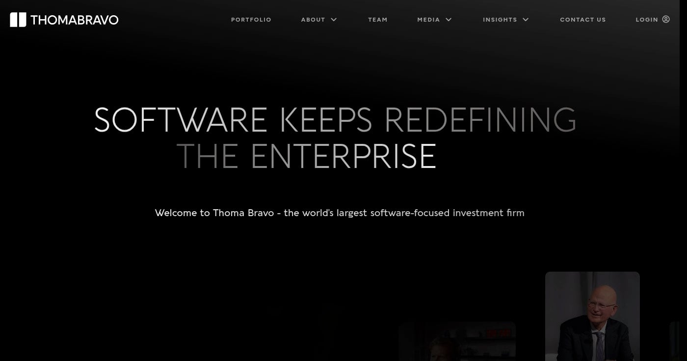 Thoma Bravo homepage product screenshot
