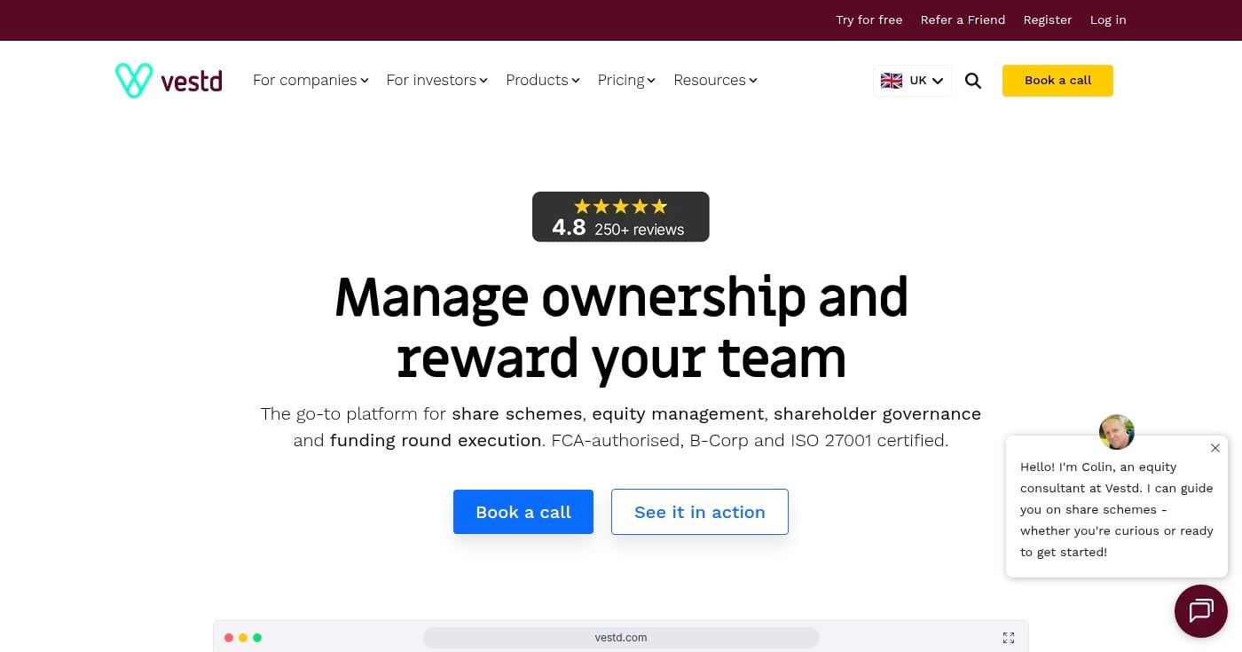 Vestd share scheme and equity management platform