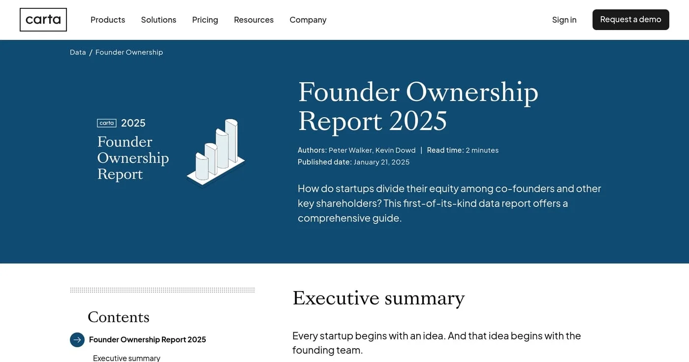 Carta Founder Ownership Report 2025