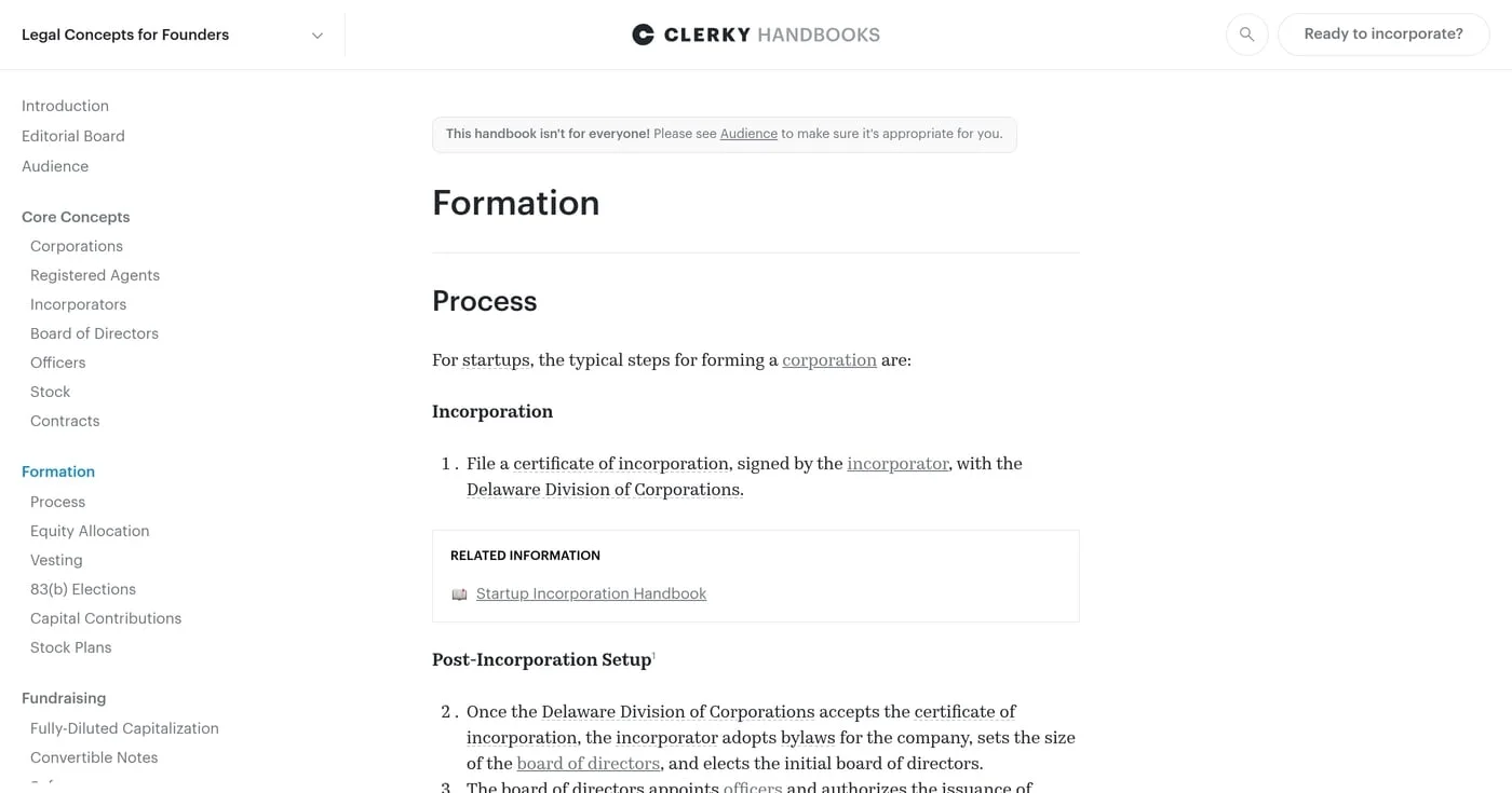 Clerky formation handbook