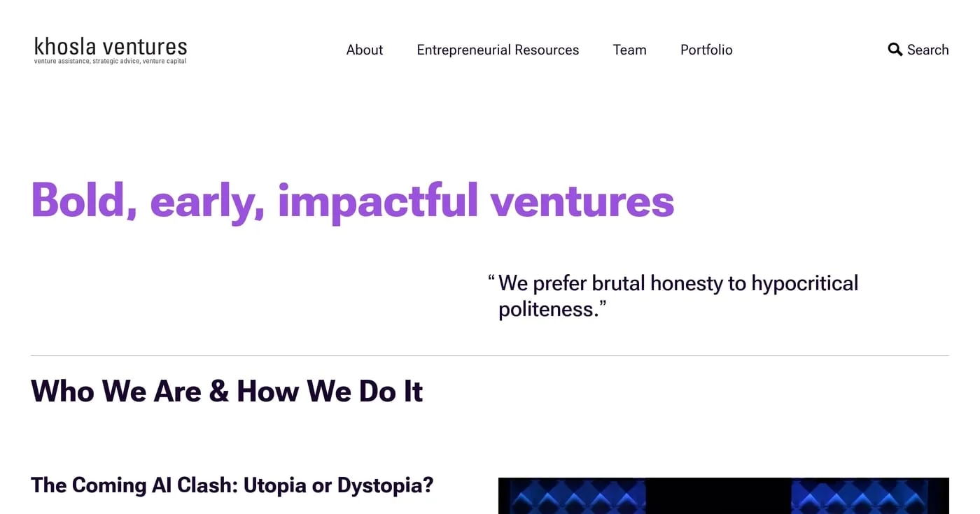 Khosla Ventures homepage